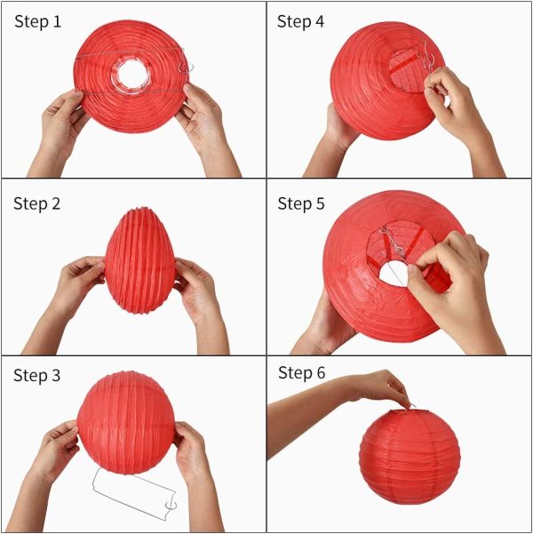 BEISHIDA 6-Inch White Paper Lanterns Decorative Chinese/Japanese Hanging Round Paper Lanterns Lamp for Birthday, Wedding, Christmas, Bridal, Home Decor, Party Decoration (6 Packs) - Image 3