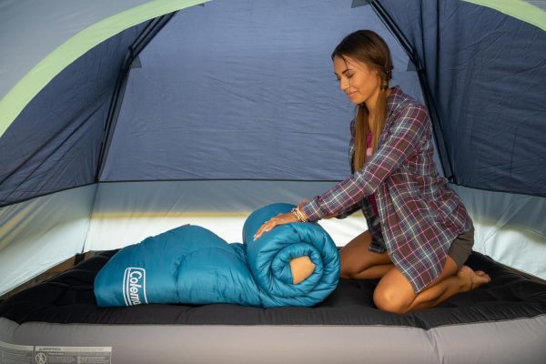 Coleman Brazos 20°F/30°F Adult Sleeping Bag, Cool-Weather Sleeping Bag with No-Snag Zipper & Stuff Sack, Machine Washable - Image 5