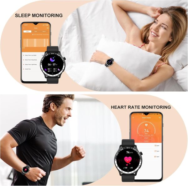 Smart Watch, 40mm AMOLED Touchscreen Smartwatch for Men Women (Answer/Make Call), Fitness Tracker with 110+ Sport Modes, IP68 Waterproof/Spo2/Pedometer/Sleep Monitor, Activity Tracker for Android iOS - Image 4